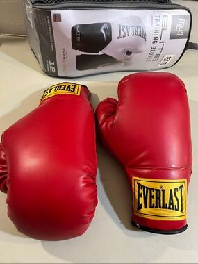 Everlast Red Boxing Gloves with Yellow Logo Patch